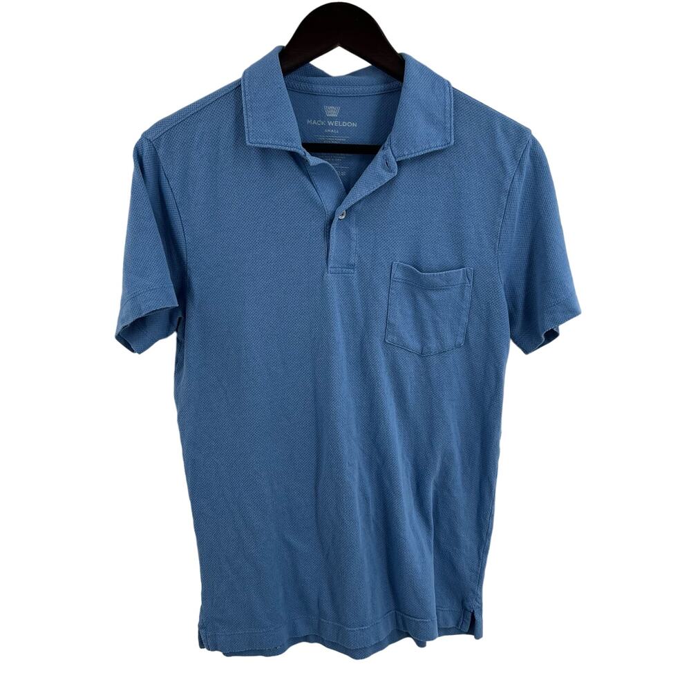 Mack Weldon Polo Small Aero Knit Lightweight Blue‎ Two Button
